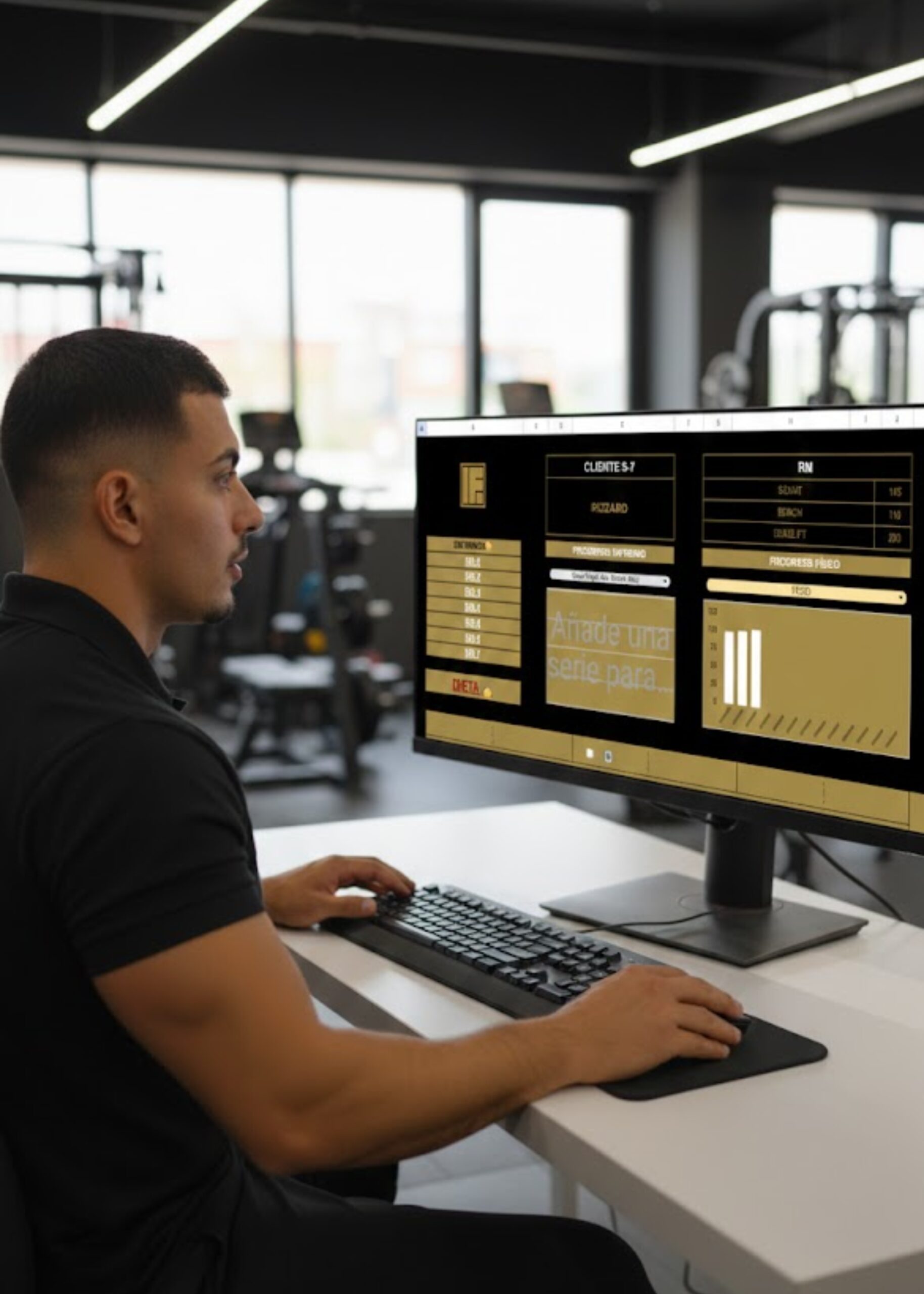 Entrenador personal online ajustando rutinas